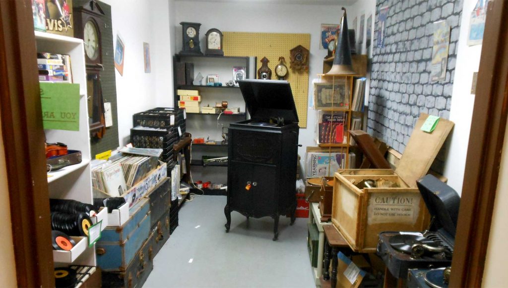Music room, records, Victrolas, instruments, sheet music and much more
